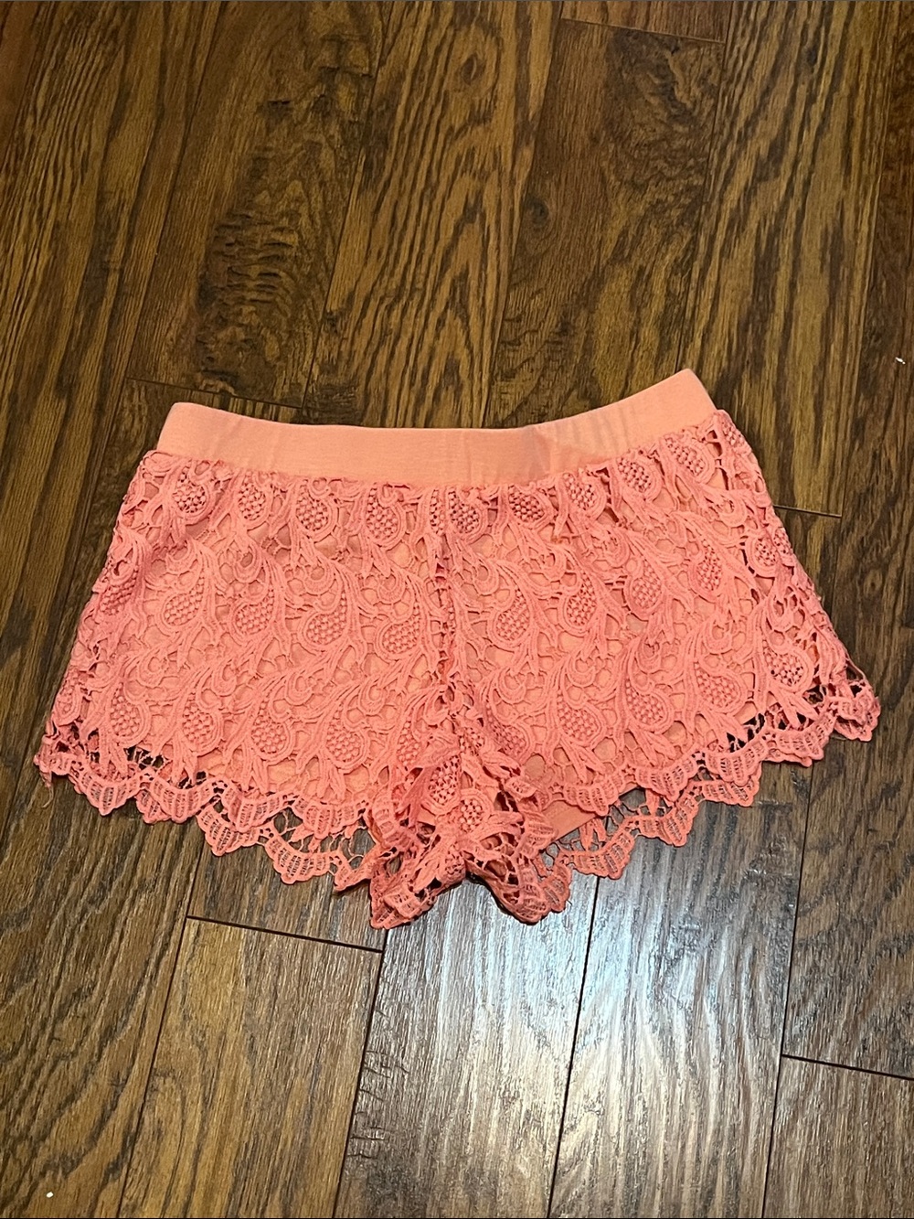 Peach/orange soft lace shorts